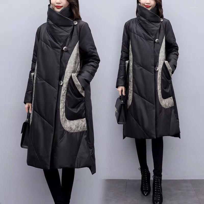 

Women' Down Women Winter Jackets Coats 2022 Padded Cotton Jacket Parker Female Mid-length Loose Plus Size Black Parka