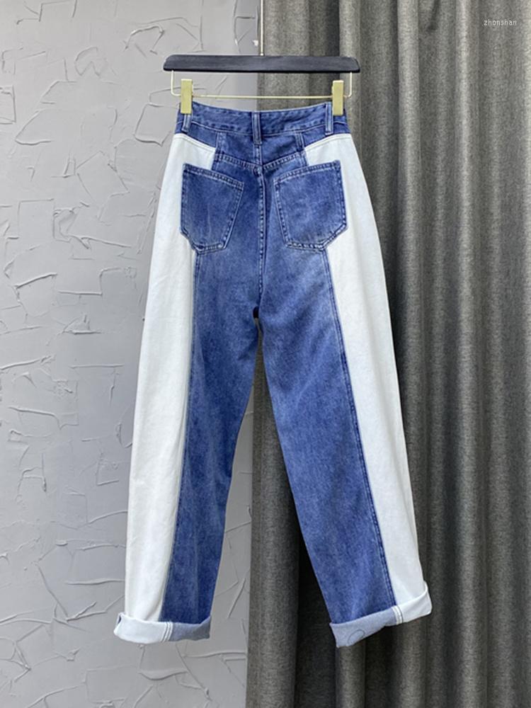 

Women's Jeans Women's Fashion High Waist Contrast Color Casual Versatile Wide Leg Denim Pants Female Tide, Picture color
