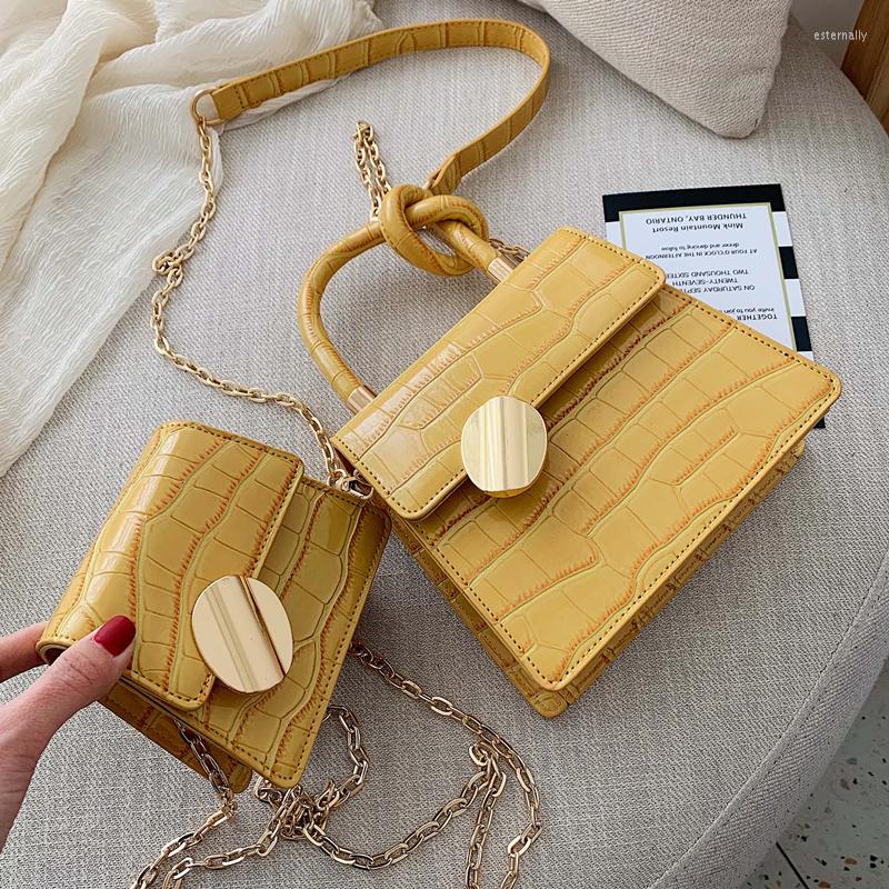 

Evening Bags 2022 Fashion High Quality Designer Women Leather Handbag Crocodile Pattern Chain Shoulder Messenger Bag Tote Bolsos Mujer, Black trumpet