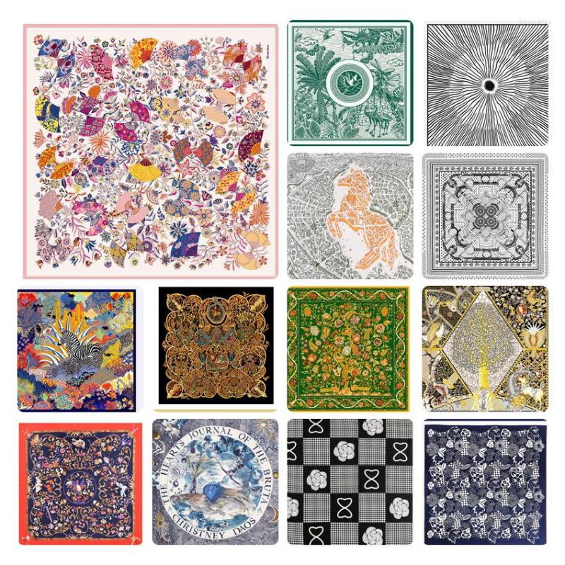 

Scarves Luxury Neck Silk Scarf 90 90cm Square Manual Twill Scarfs Designer Brand Women's Bandanas