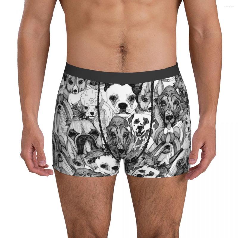 

Underpants Christmas Dog Print Underwear Abstract Art Pouch Trenky Boxershorts Boxer Brief Sexy Men Panties Plus Size 2XL