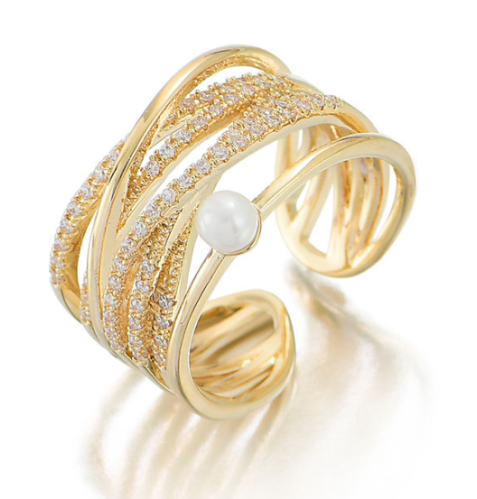 

retro hipster opening ring personality rose gold full diamond multi-layer zircon ring