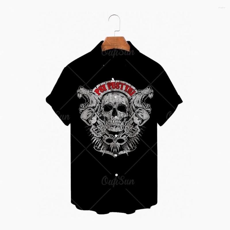 

Men' Casual Shirts Skull 3D Print Short Sleeve Shirt Hawaiian Men' Single Button Lapel Beach Top 2022, Zm-649
