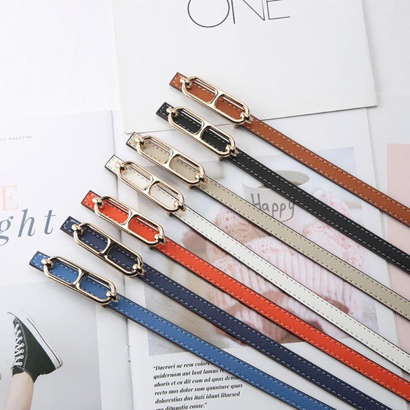

Belts Simple All-match Soild Color Ladies Thin Belt Skinny PU Leather Alloy Metal Buckle Adjustable Dress Decorative Waistband, Black