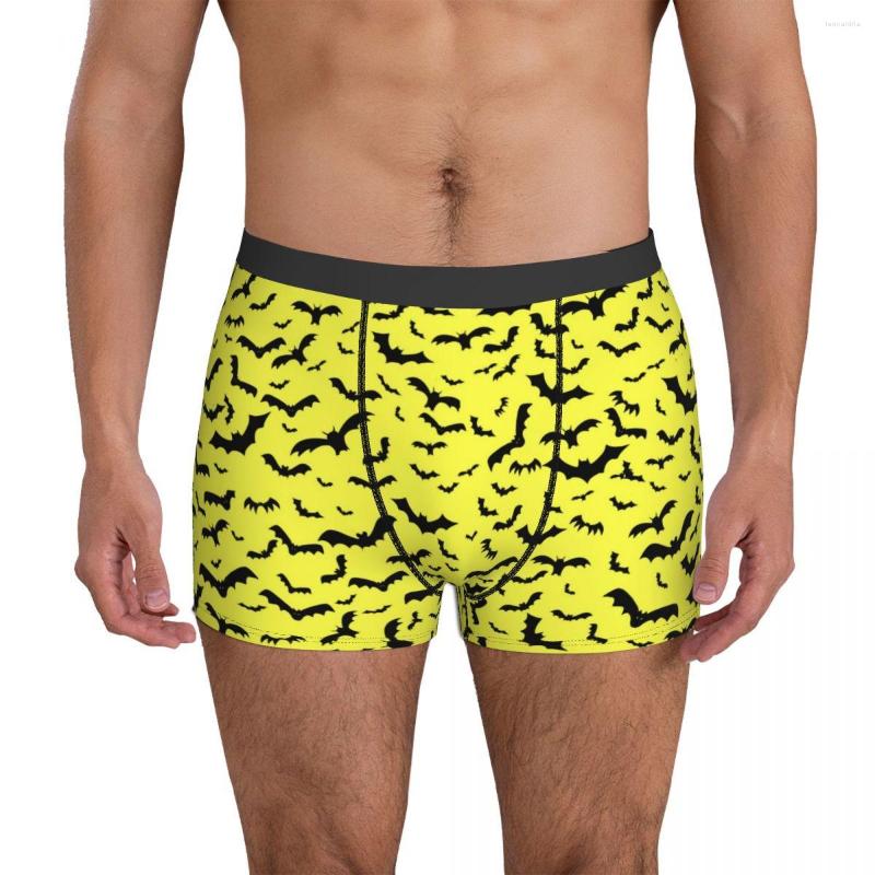 

Underpants Gothic Design Underwear Bats Yellow Print Boxershorts Trenky Men's Stretch Boxer Brief Birthday Present