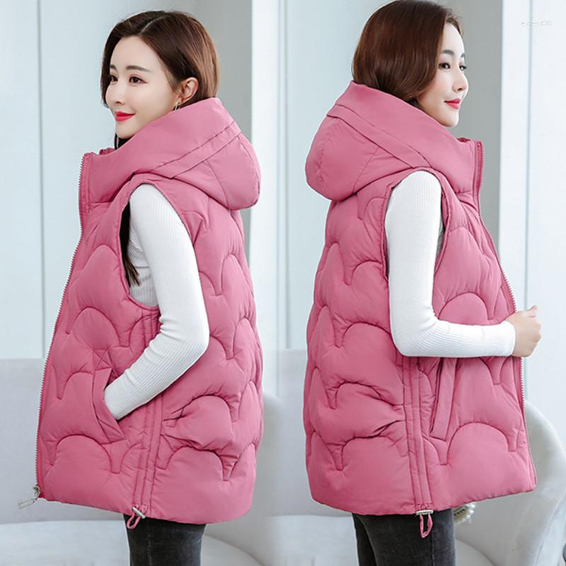 

Women's Vests 2022 Women Autumn Winter Long Cotton Padded Vest Coat Oversize Jacket Loose Hooded Waistcoat Sleeveless Parka Plus Size 4XL, Black