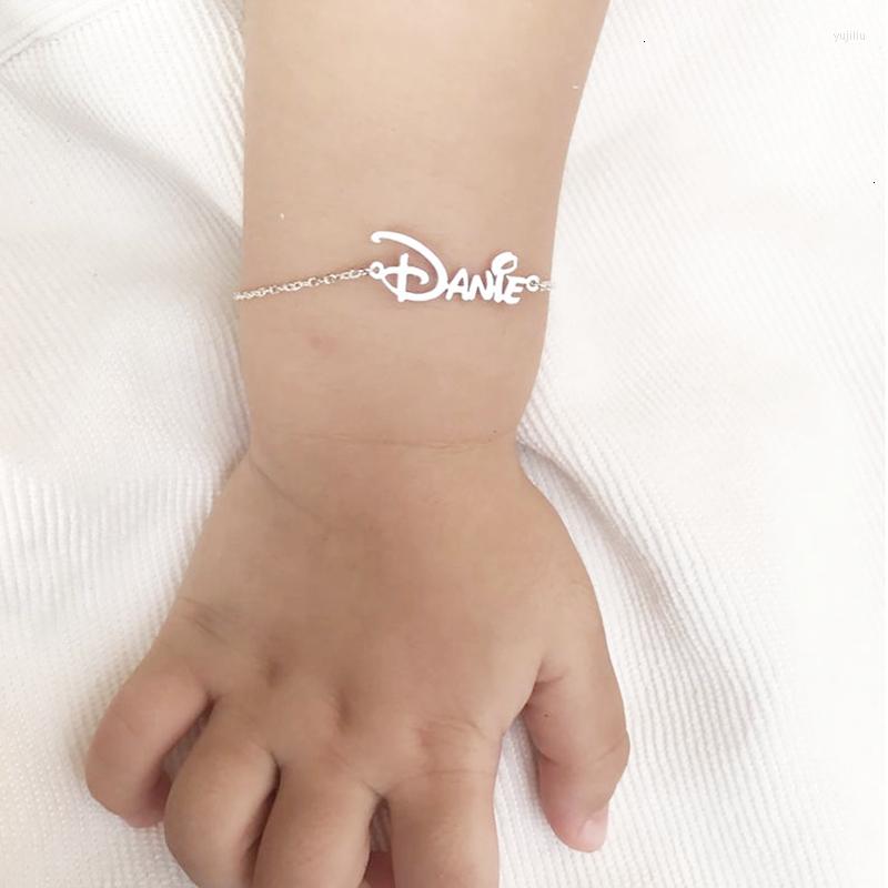 

Link Bracelets Baby Bracelet Stainless Steel Custom Name Femme Jewelry Nameplate Charm For Child BFF