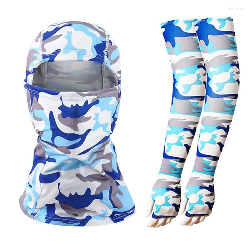 

Bandanas Outdoor Sunscreen Set Unisex Cool Breathable Balaclava Fingerless Sleeves Climbing Riding Running Anti-UV Sport Bandana Arm Cuff