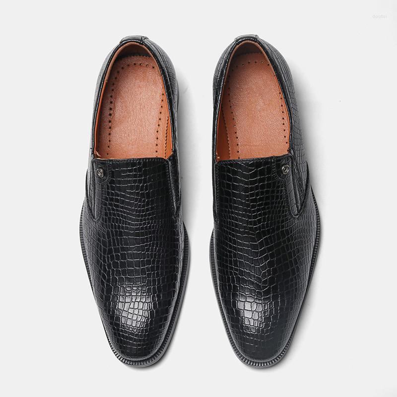 

Dress Shoes Spring & Summer Fashion Men Flats Work Business Lace-up Slip-on Derby PU Crocodile Grain, Black lace-up