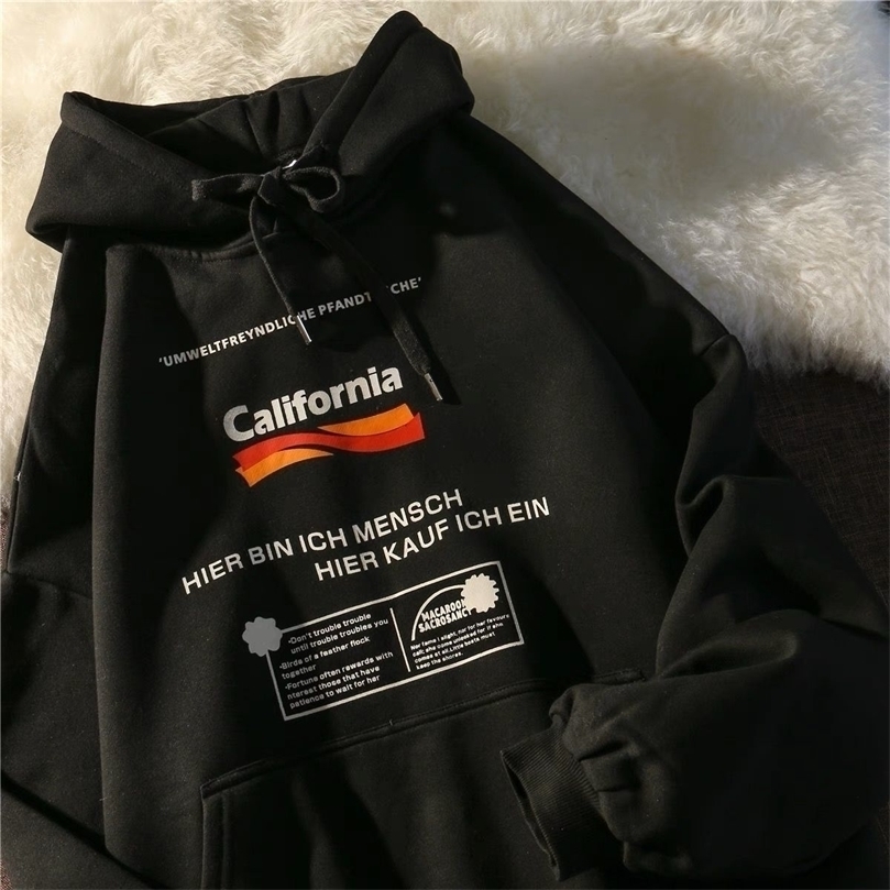 

Womens Hoodies Sweatshirts Autumn American street retro brand letter printing couple loose allmatch jacket hooded sweater sweatshirt tops 221010, No pattern