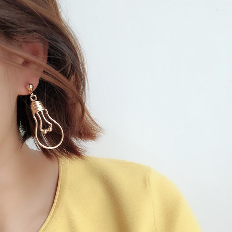 

Dangle Earrings Fashion Interesting Metal Light Bulb Pendant For Women Girls Simple Ear Jewelry