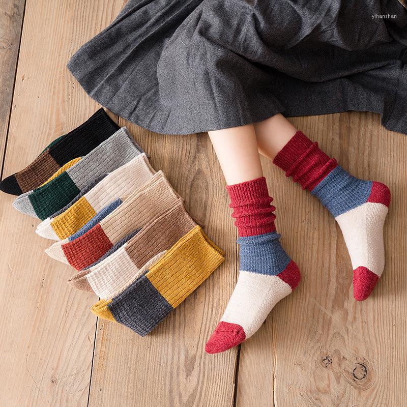 

Women Socks 10 Pairs /Lot Cotton Fashion Autumn Winter Warm Patchwork Color Long Female High Quality Korea Style, Red blue
