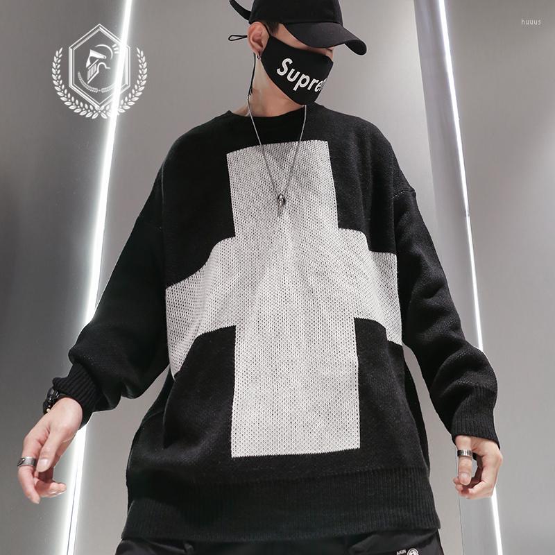 

Men's Sweaters Men Fashion Loose Print Knitsweaters Casual Hip Hop Pullovers, Black