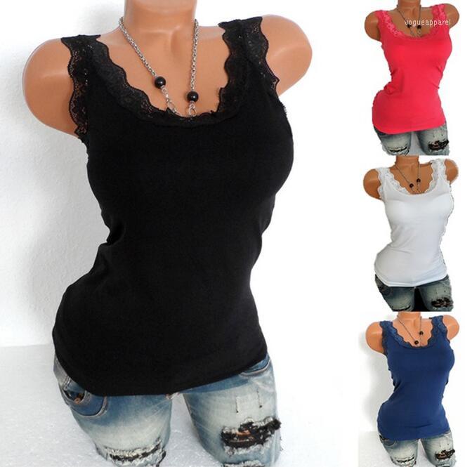 

Women' Tanks Spring And Summer European American Lace Multi-color Multi-code Slim Short Vest Bottoming Women' Clothing, Blue