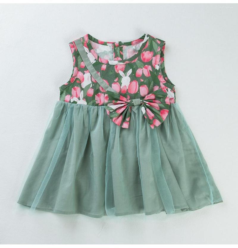 

Girl Dresses Babany 0-6 Years Infant Baby Girls Crew Neck Tulip Bow Sleeveless Clothing By Designer Born Cotton & Yarn Dress, Ly224