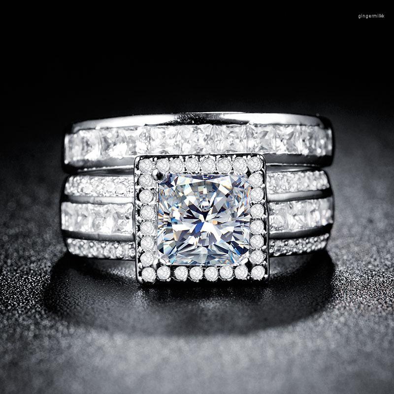 

Wedding Rings Trendy Fashion Zirconia Square Diamond Couple's Pair Ring Selling Engagement Girlfriend Lover Gift
