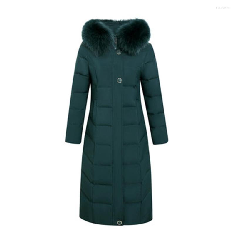 

Women's Down Winter Womens Long Cotton Coats Big Fur Collar Woman Jackets Plus Size Lady Parkas Elegant Trendy Female Overcoat Hoodies, Green black
