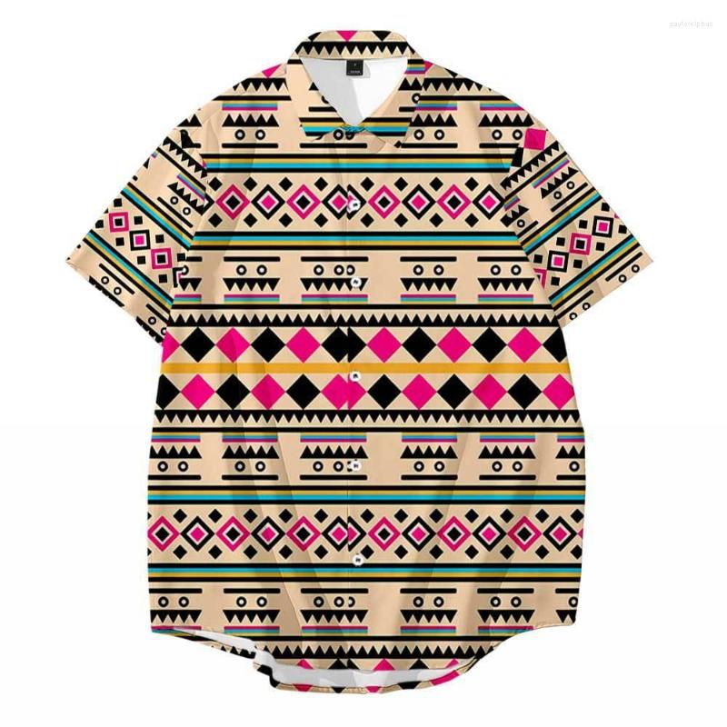

Men's Casual Shirts 2022 Summer Short Sleeve Large Size Simia Elements Digital Printing Fashion Men's Top, Coral red