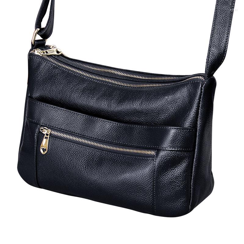 

Evening Bags Genuine Leather Ladies Shoulder Crossbody For Women Fashion Tote Handbags Casual Messenger Bag Female Party Sac Bolsas, Black