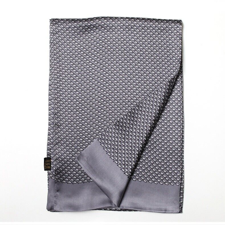 

Men's Silk Scarf Double Layer Business Cravat Neckerchief Dolphin Print