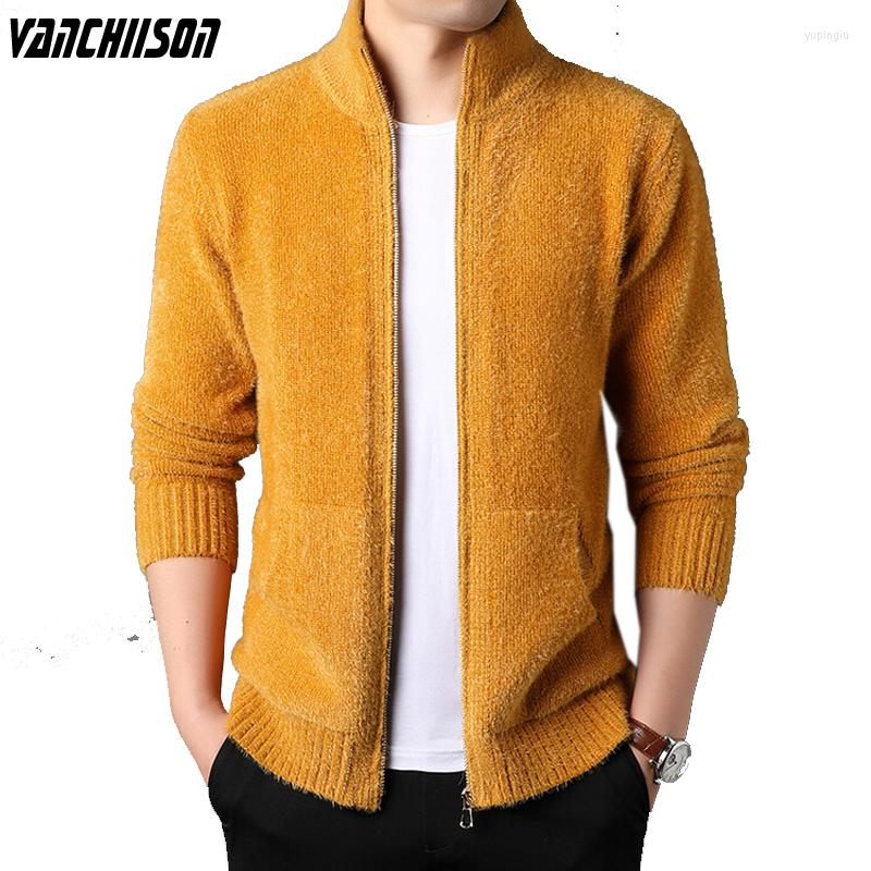 

Men's Sweaters Men Smooth Sweater Outwear Cardigan Knit Zipper Breasted Stand Collar For Autumn Winter England Style Solid Casual Male, Black