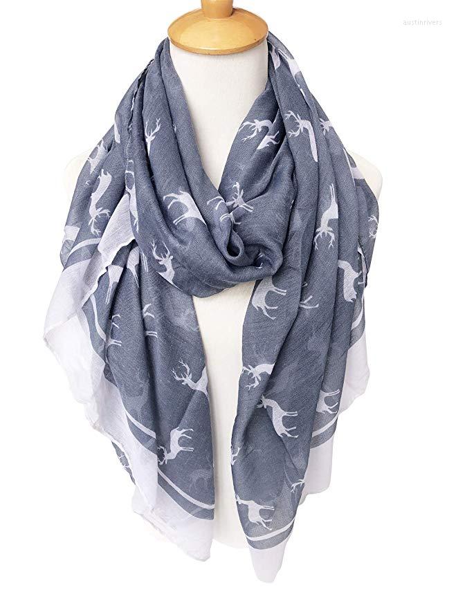 

Scarves Cool Animal Christmas Deer Print Scarf Fashionable Women For Winter Grey Color