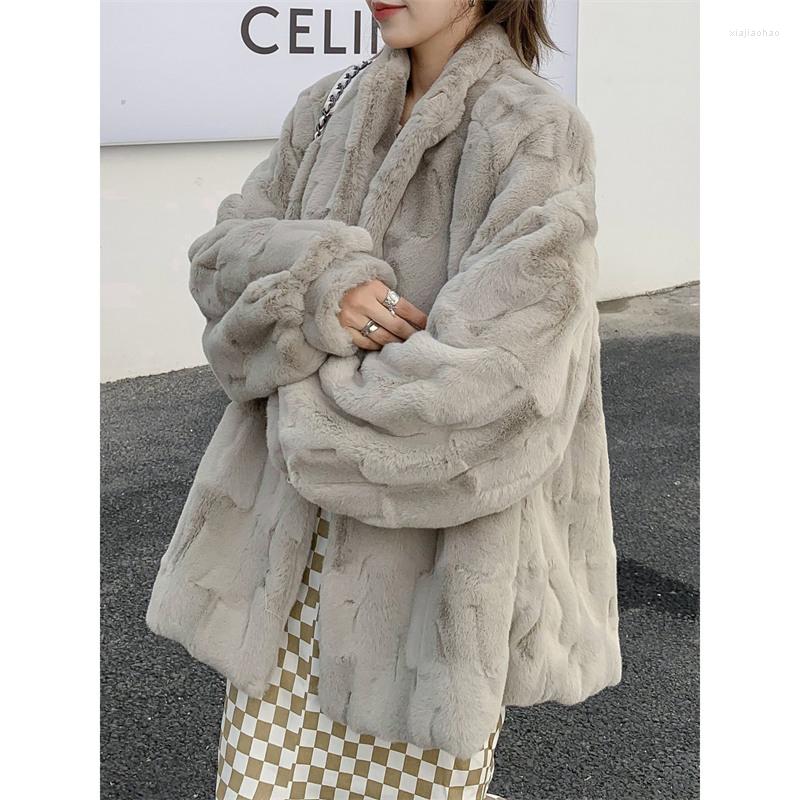

Women's Fur Cashmere Lamb Coat Women Autumn Winter Thick Warm Outer Wear Stand Collar Mid-length Jacket JD2111, As photo