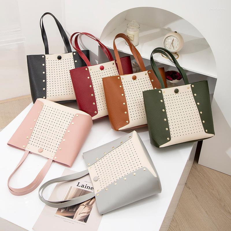 

Evening Bags 2022 Women's Bag Patchwork Large Capacity Shoulder High Quality PU Leather Handbags And Purse Female Retro Tote Sac, Black