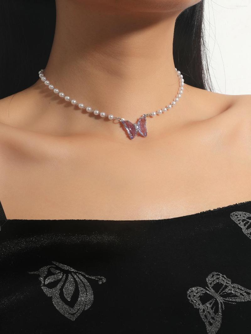 

Choker 2022 Women's Pearl Butterfly Necklace Simple Temperament 1