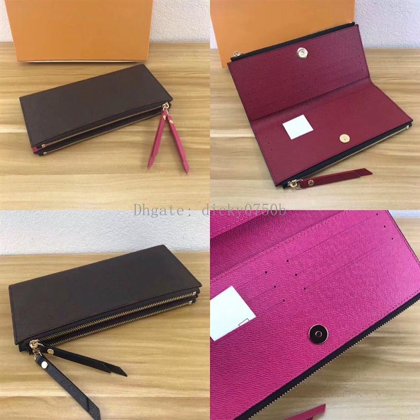 

Whole classic ladies long wallet for women multicolor designer coin purse card holder package original ladies zipper wallet po218L, Dark red