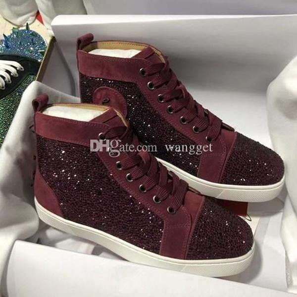 Chaussures Red-Bottoms Christians Elegant Sneakers Chaussures pour hommes Femmes d￩contract￩es Luxury Mens Crystal Outdoors Designer High Top Fla