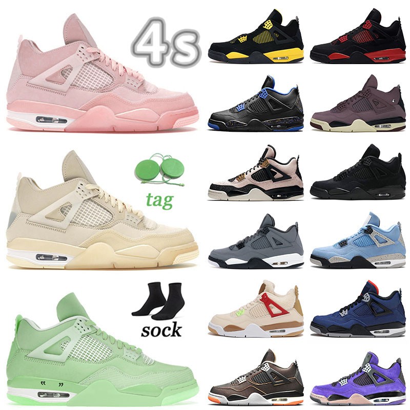 

Jumpman 4 4s OW Basketball Shoes Reros Travis J4 J4s Neon Cool Grey Military Black Cat University Blue Lightning Shimmer Fire Red Thunder, J84 36-47 ow x military blue