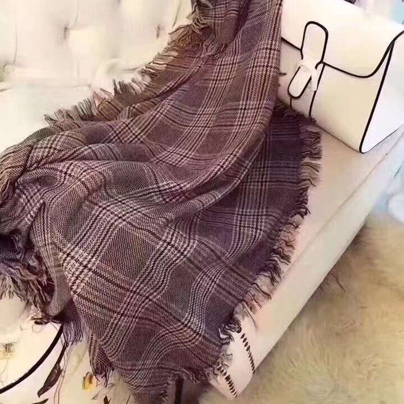 

Women Autumn Winter B Scarf Lady Cashmere Feeling Muffler Fall Large Blanket Classic Plaid Shawl Soft Warm Wrap