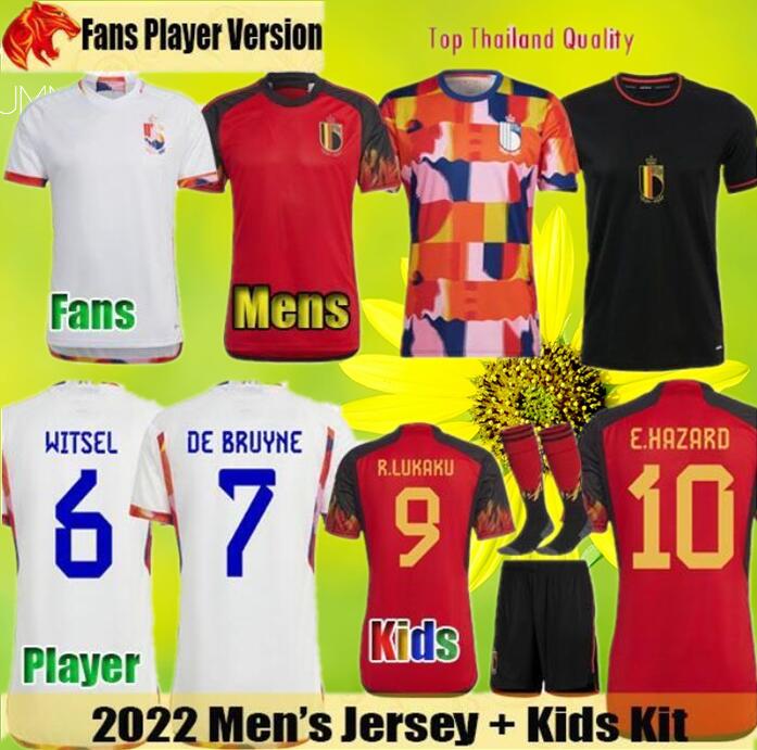 

FANS player BELGIUM 2022 World Cup Soccer Jerseys DE BRUYNE HAZARD LUKAKU Football Shirt 22 23 WITSEL MERTENS BENTEKE BATSHUAYI National Team Mens kids Kit, Kids 2223 home