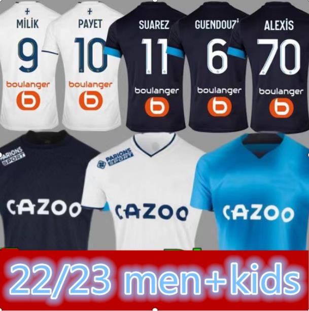 

22 23 Marseilles soccer jerseys ALEXIS 2022 2023 OM GUENDOUZI GERSON MILIK maillot FANS PLAYER UNDER CLAUSS KONRAD PAYET VERETOUT football shirts men kids kit, Home+kids