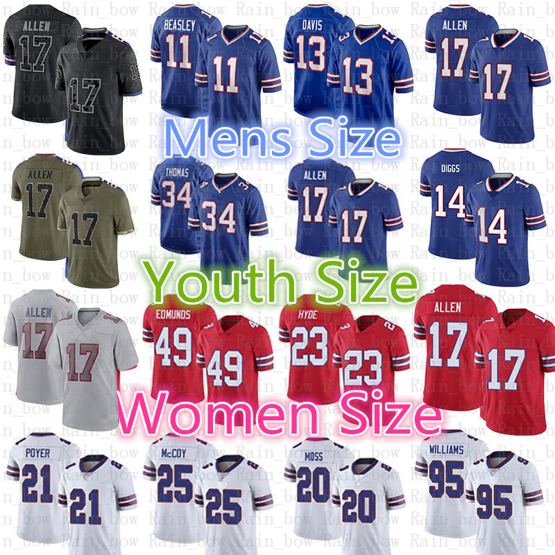 

Von Miller Football Jersey Terrel Bernard 17 Josh Allen Stefon Diggs Dawson Knox Gabriel Davis Micah Hyde Buffalos Poyer Tremaine Edmunds Zack Moss Isaiah McKenzie, Youth size s-xl(be)
