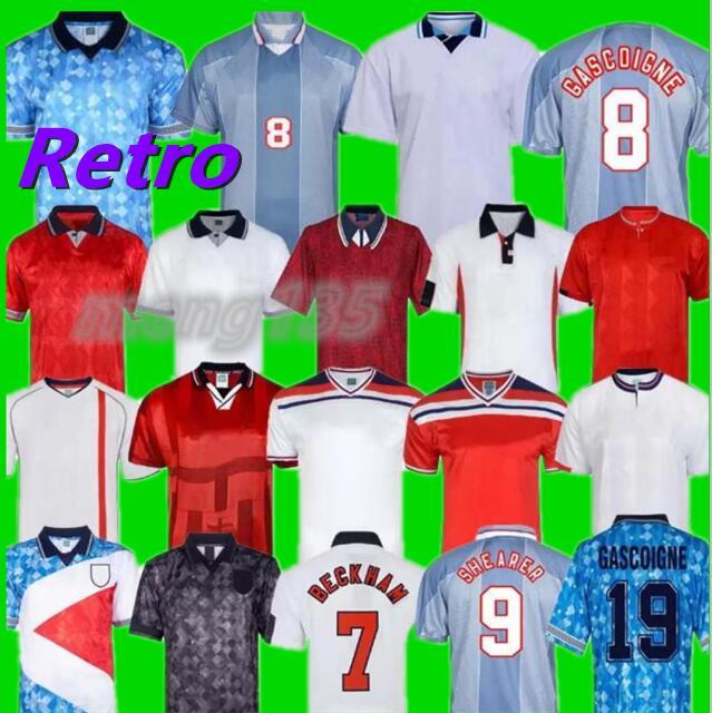 

England Retro Jersey 1982 1986 1998 2002 2004 Shearer Beckham Soccer Jersey 1989 1990 Gerrard Scholes Owen 1994 Heskey 1996 ADAMS vintage classic football shirt