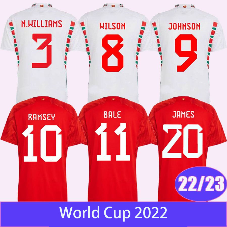

22 23 world Wales Mens Soccer Jerseys WILSON JOHNSON RAMSEY BALE WILLIAMS JAMES RODON ALLEN MOORE ROBERTS DAVIES Football Shirt Short Sleeve, Qm11551 22 23 home no patch