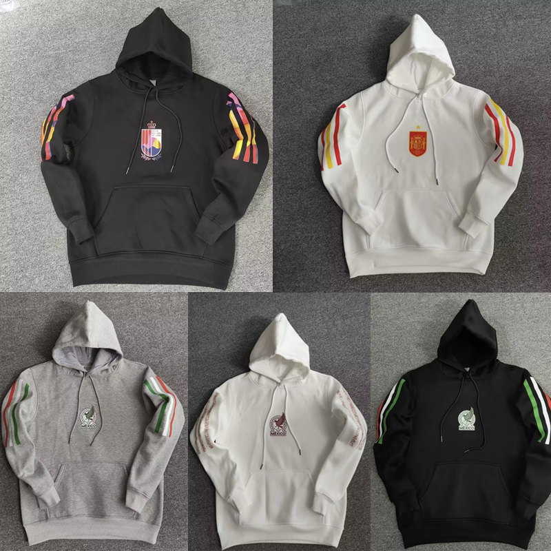 

2022 World Cup Printed Pattern Men' Hoodies Mexico Spain Germany Loose Comfortable Pullover Hoody Soccer Match Sports Fleece Sweatshirts, Argentina white