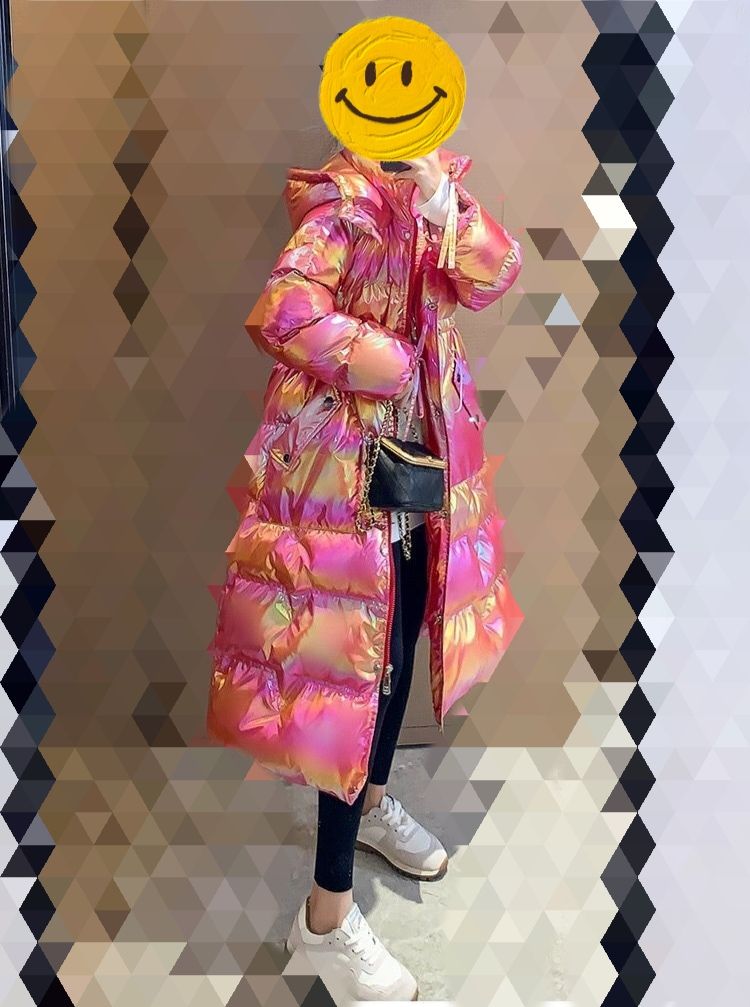 

2022 Winter New Women Hooded Down Jacket Plus Velvet Warm Cotton Clothing Fashion Mid-length Loose Coat Elegant Lady Clothing, Ivory