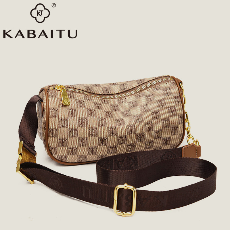 

Wholesale factory ladies shoulder bags outdoor leisure khaki jiaozi bag comfortable wide shoulder strap fashion backpack retro letter printing foreign handbag, Khaki-2828#