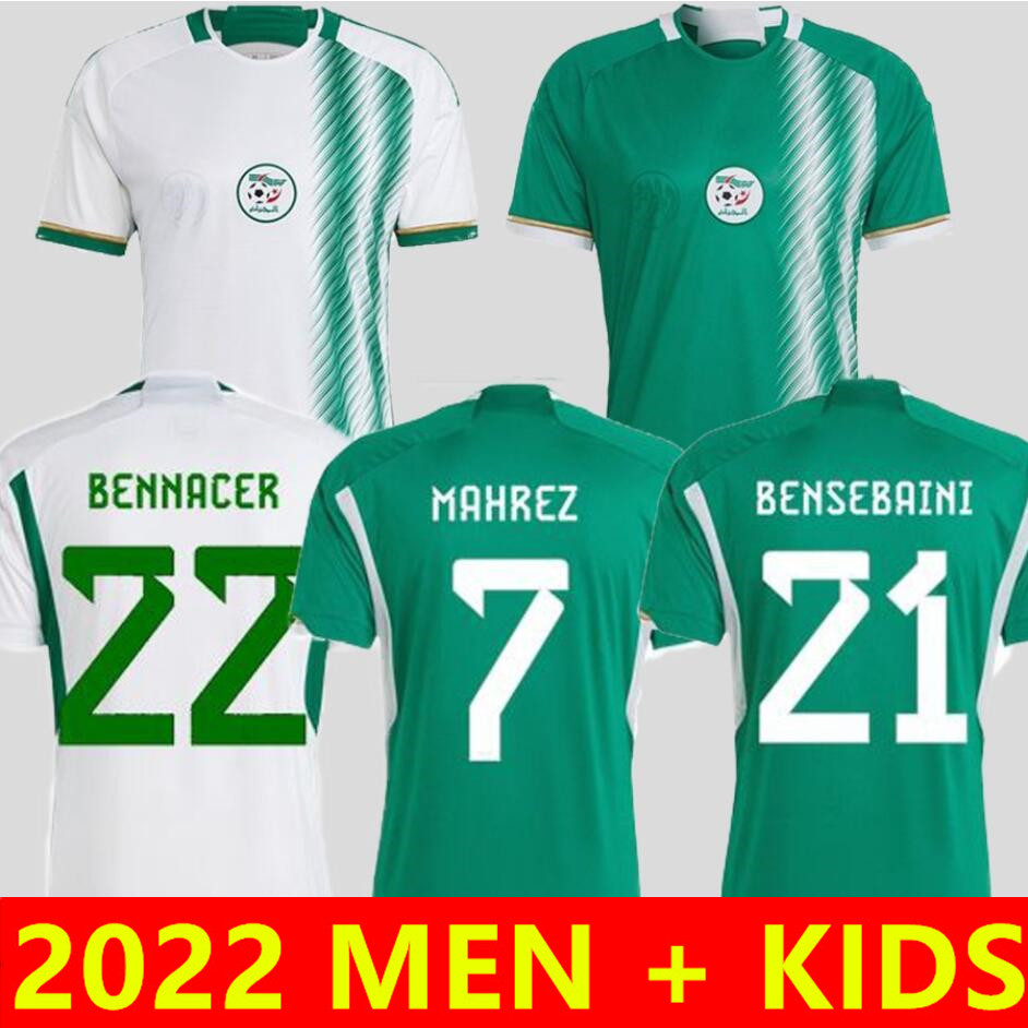 

maillot Algerie 2022 2023 Soccer Jersey Player Version Fans Algeria ATAL DELORT 22 23 BENNACER football shirt kits MAHREZ FEGHOULI uniforms men kids equipment, 2022 home aldult