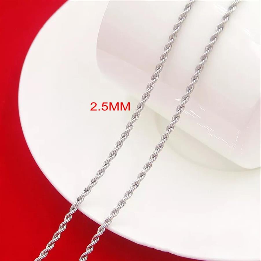 

Men's Hip Hop Rapper's Chain 2 5mm 18 20 24 30 Gold Silver Rose Stainless steel Rope Link Neckla2542