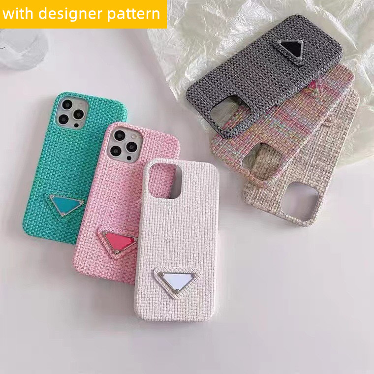 

With BOX Designer Cell Phone Cases for iPhone 13 cases 11 Pro Max 12 mini Xs XR X 8 7 Plus Fashion Protect Case Brand Weaven Cover Luxury Mobile Shell, Green with box