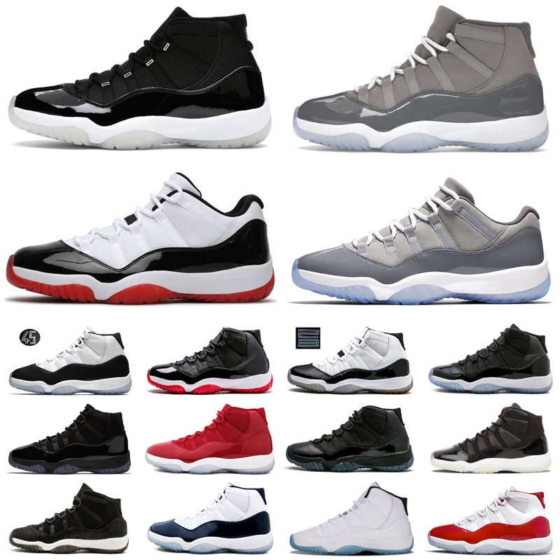 

Mens Basketball Shoes Jumpman High 11 Low OG 11s Cool Grey Cherry Pure Violet 25th Anniversary Gamma Blue Bred Concord Men Women Sport Sneakers Trainers big size 36-47