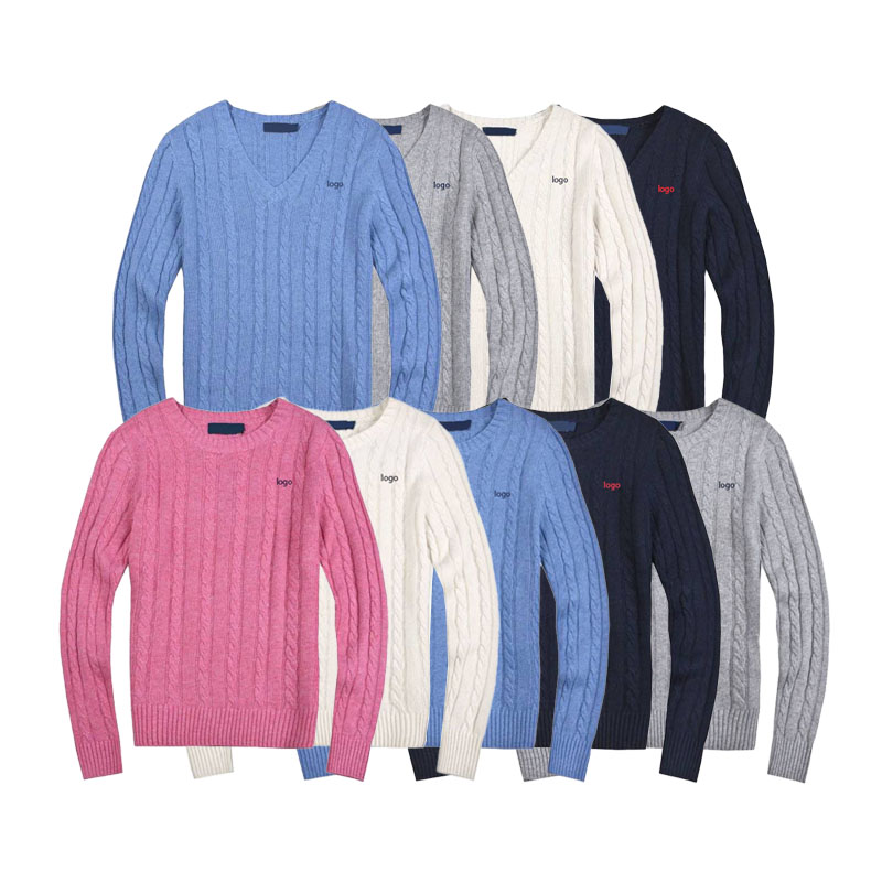 Mens Sweater Round Neck V-neck Polo Twist Casual Sweaters Long Sleeve Knitted Maglione Womens Knits Jumper Pullover Sweater Horse