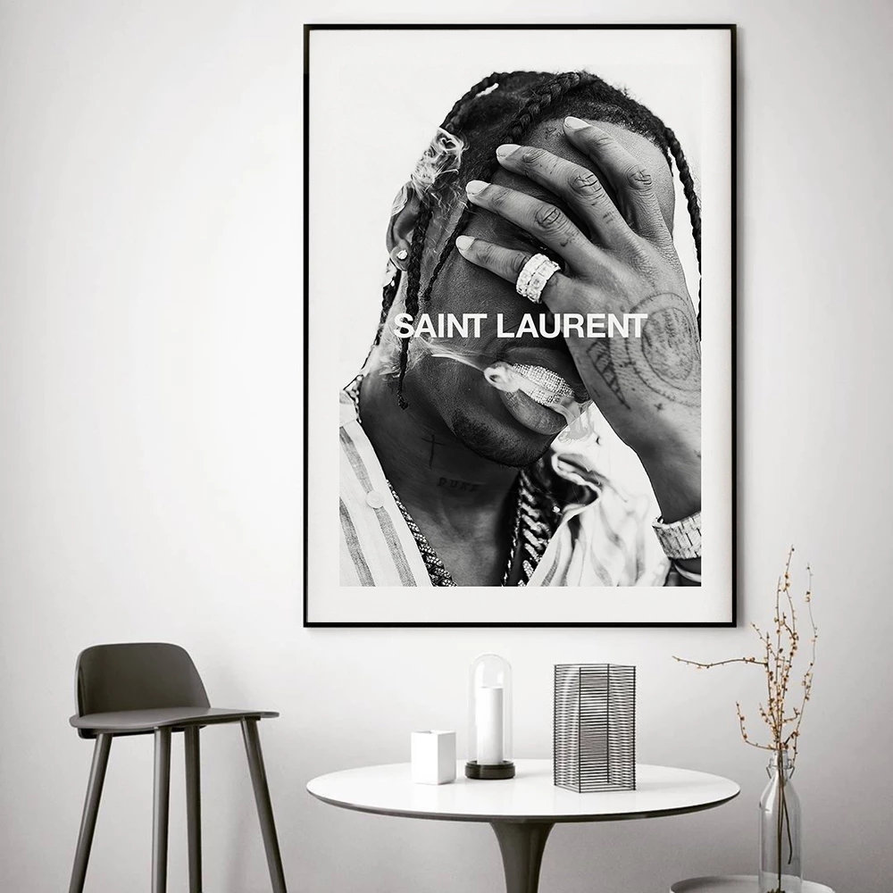 

Canvas painting Watercolor Black White Music Star Rap Hip Hop Rapper Fashion Model Art Painting Wall Home Decor Pictures for Living Room Decoration