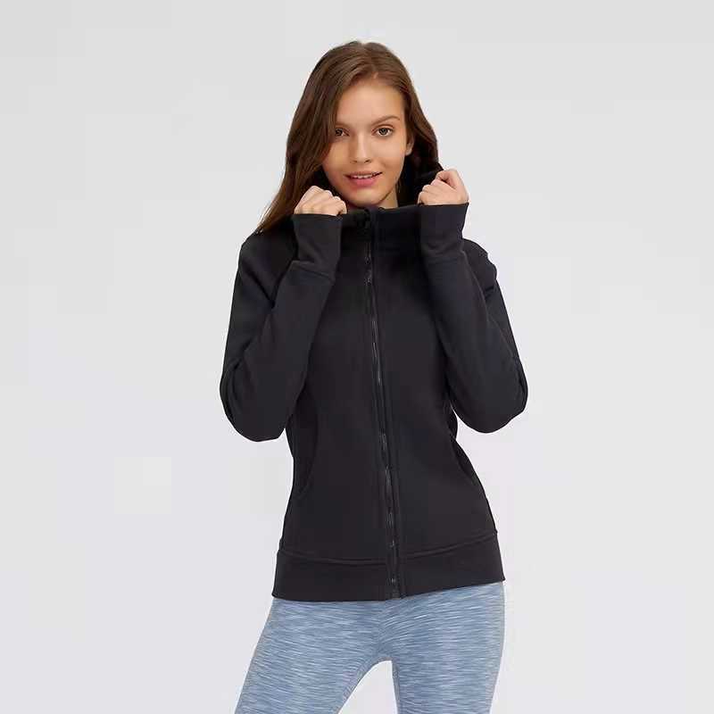 

2023 NWT Lu-09 Yoga Shirt With For Women Fall Winter Warm Thick Hooded Sports Jacket Slim Fit Classic With Thumb Hole Gym Outer Jacket, Focus blue