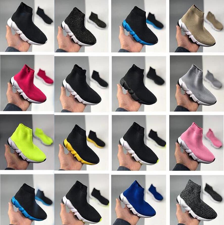 

Cheap Paris Speed Triple-S Shoes Vintage Kids Boy Girl Youth Childrens Casual Old Dad Sneakers Black white red Thick-soled flat