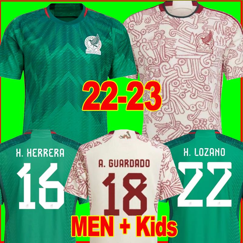 MEXICO SOCCER JERSEY 2022 Coupe du monde Chicharito Raul A. Guardado H. Lozano Herrera G Dos Santos 22 23 ￉quipe nationale Kirt de football Men K